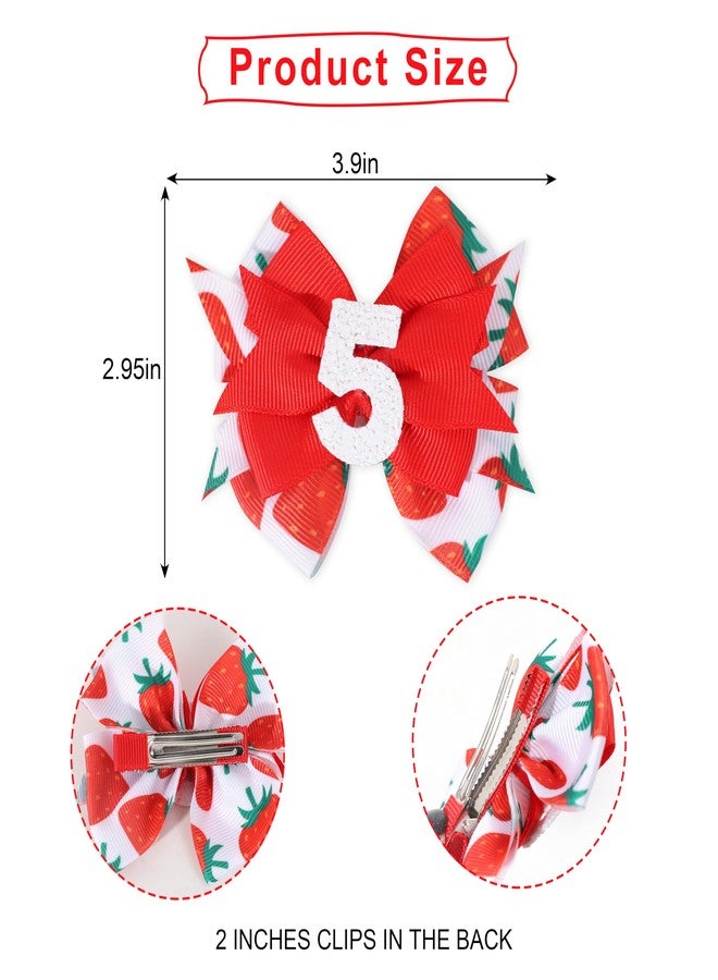Jissoo Hair Clip - Strawberry Bow, Girls Berry Sweet 5th Birthday Party Decoration, Red Bow Hair Accessories - Image 2