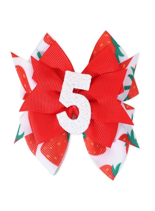 Jissoo Hair Clip - Strawberry Bow, Girls Berry Sweet 5th Birthday Party Decoration, Red Bow Hair Accessories - Image 1