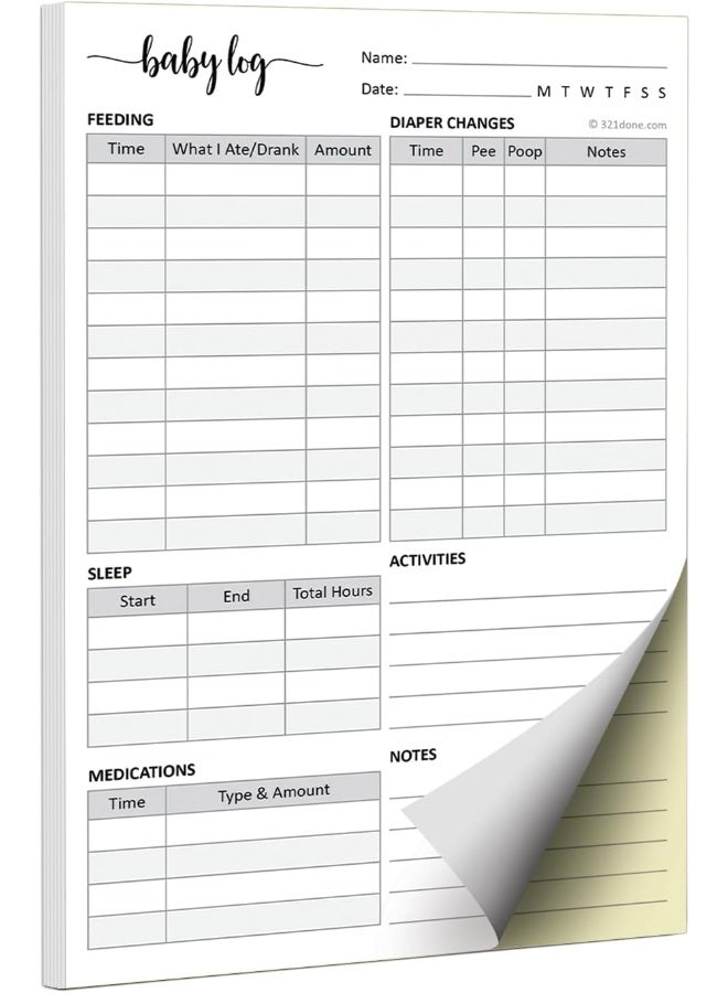 321Done 2-Part Carbonless Baby Daily Log Book - Image 1