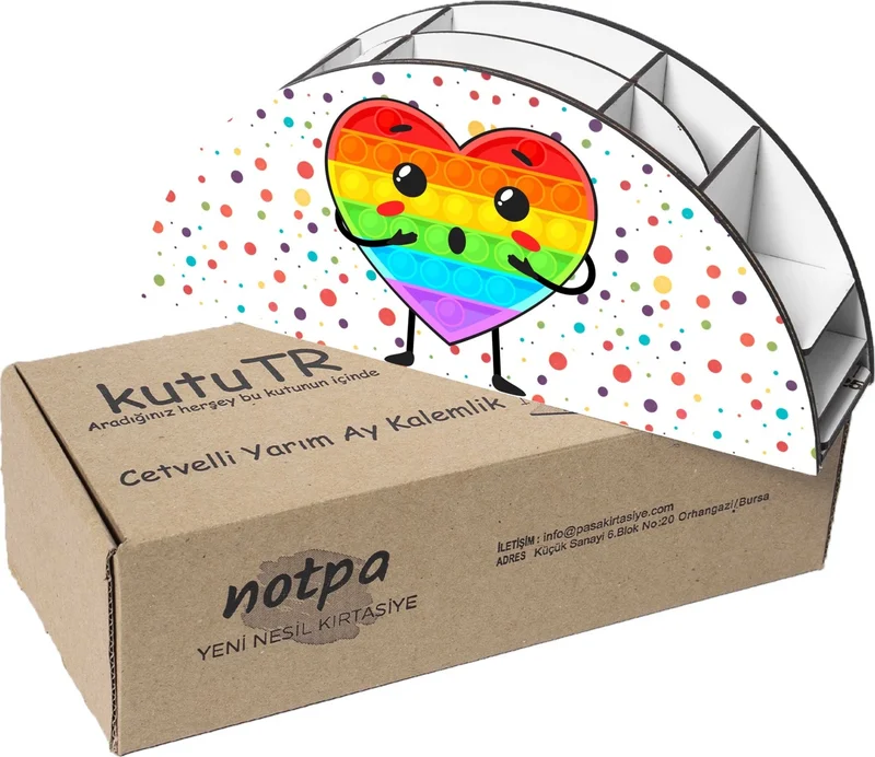 Notpa Wooden VIP Heart Popit Rainbow Ruler Desktop Pencil Holder Organizer for Kids VIP108