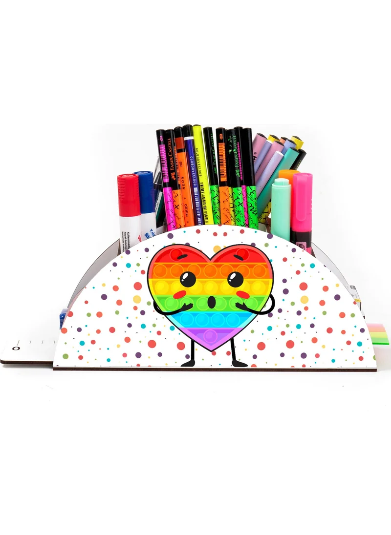 Notpa Wooden VIP Heart Popit Rainbow Ruler Desktop Pencil Holder Organizer for Kids VIP108