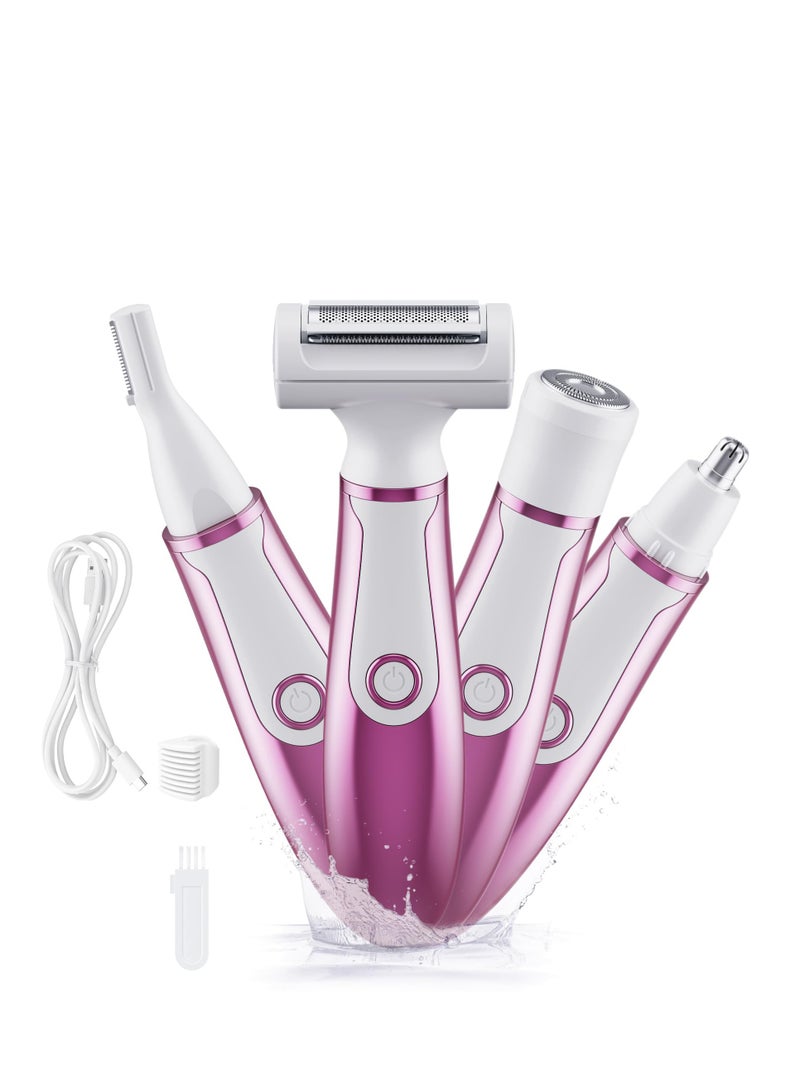 Zikra Electric Razor, Electric Personal Shavers, 4 in 1 Women Razors, Detachable Head USB Rechargeable Hair Trimmer, for Body Nose Hair Trimmer Face Shavers Eyebrow Legs - Image 1