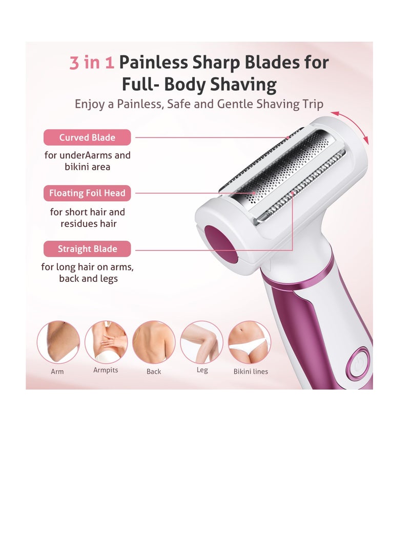 Zikra Electric Razor, Electric Personal Shavers, 4 in 1 Women Razors, Detachable Head USB Rechargeable Hair Trimmer, for Body Nose Hair Trimmer Face Shavers Eyebrow Legs - Image 2