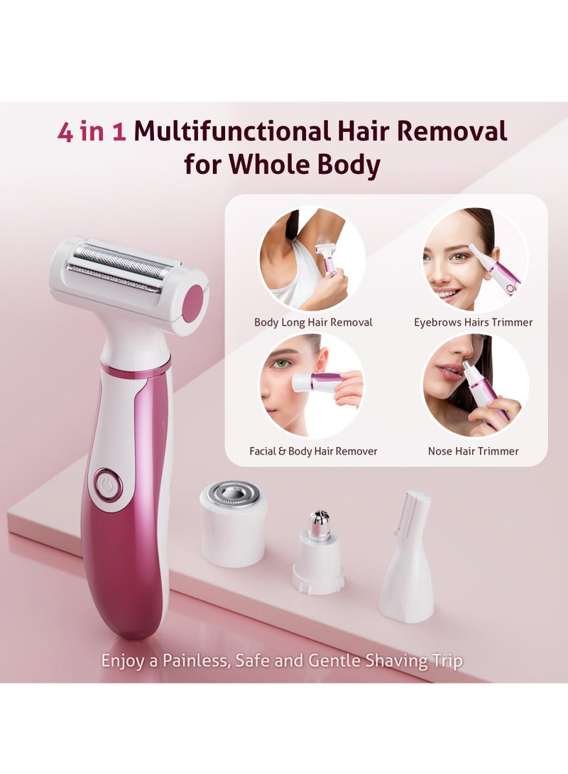 Zikra Electric Razor, Electric Personal Shavers, 4 in 1 Women Razors, Detachable Head USB Rechargeable Hair Trimmer, for Body Nose Hair Trimmer Face Shavers Eyebrow Legs - Image 3