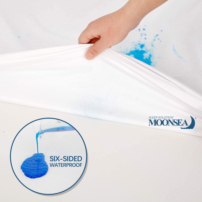 Moonsea King Mattress Protector Zippered,Ultra Soft Terry Surface Mattress Encasement, 6-Side Waterproof Mattress Cover for Kids, Well Zipper, Noiseless, for King Mattress 76*80(10/11/12/13/14 Inch) - Image 5