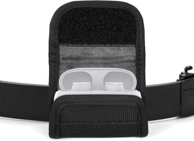 Geekria Earbuds Carrying Pouch Compatible with Beats Studio Buds Belt Holster, Protective Cover with Clip Holder for Bag Strap, All-Round Protection (Black) - Image 1