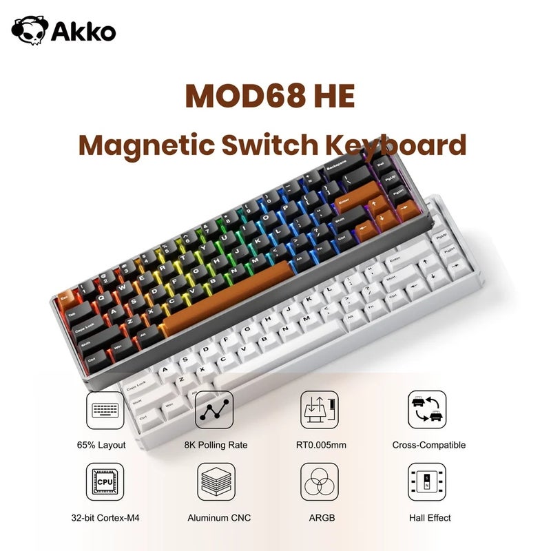 Akko MOD68 HE Mechanical Gaming Keyboard 65% Magnetic Switch, Rapid Trigger 0.005mm, 8K Argb, CNC Aluminum Gasket - Image 2