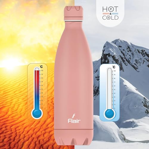 Flair Pastel Pink Double Wall Vacuum Insulated Stainless Steel Flask - 1000ml, BIS Certified, 1Ltr, Leak-Proof, BPA-Free, Rust-Free, 304 Stainless Steel, 24 Hrs Hot & Cold, School, Gym - Image 5