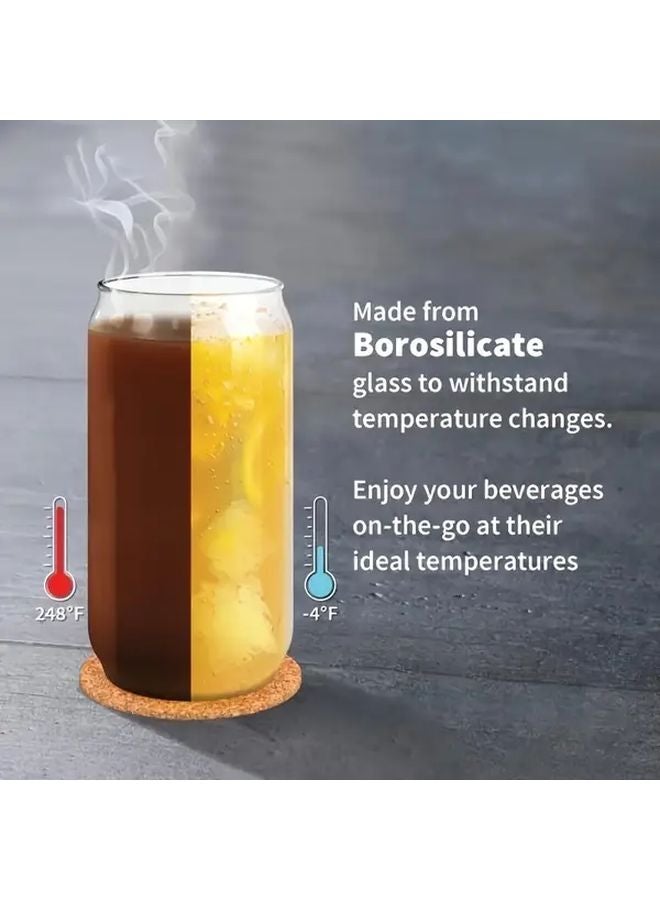 6Pcs Borosilicate Glass Cups with Bamboo Lids and Straws Reusable Freezer Safe - Image 5