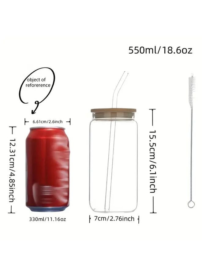 6Pcs Borosilicate Glass Cups with Bamboo Lids and Straws Reusable Freezer Safe - Image 4