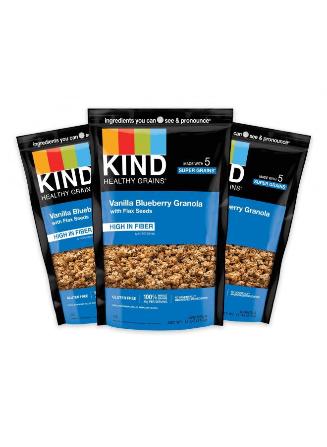 KIND KIND Healthy Grains Clusters, Vanilla Blueberry Granola With Flax Seeds, Healthy Snacks, Gluten Free, 10g Protein, 3 Count  - Image 1