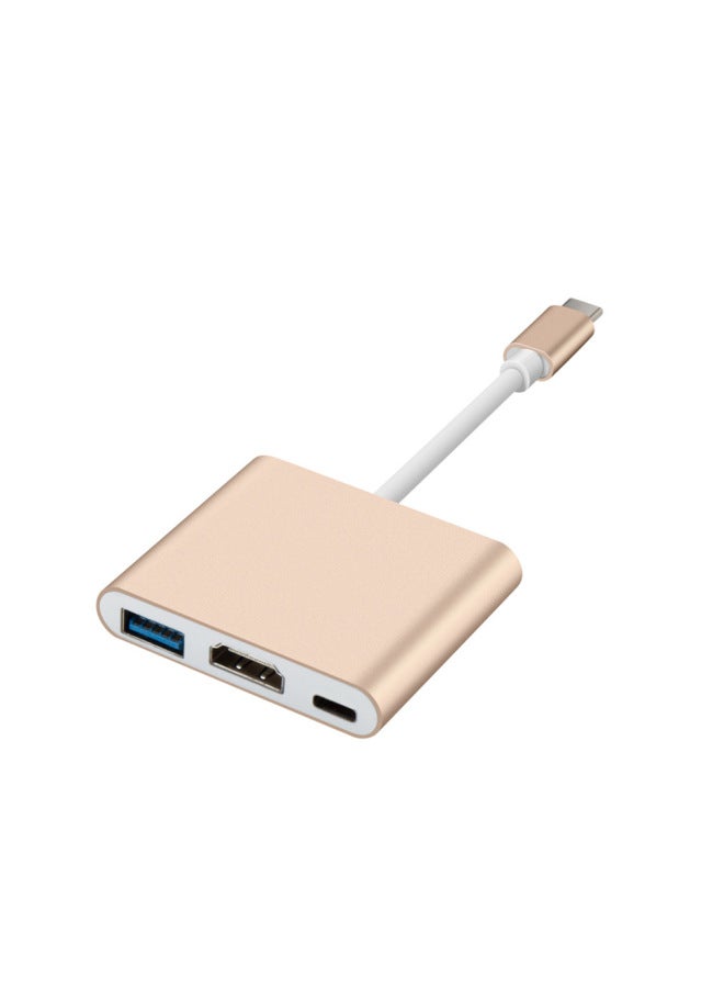 Type-c To Hdmi + Usb3.0 + PD Converter Type C To Hdmi Three In One Switch Nintendo-Color:Rose Gold  - Image 3