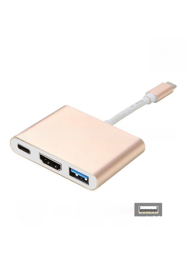 Type-c To Hdmi + Usb3.0 + PD Converter Type C To Hdmi Three In One Switch Nintendo-Color:Rose Gold  - Image 1