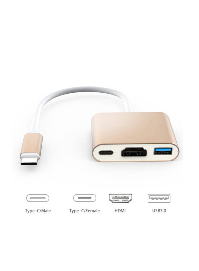 Type-c To Hdmi + Usb3.0 + PD Converter Type C To Hdmi Three In One Switch Nintendo-Color:Rose Gold  - Image 4