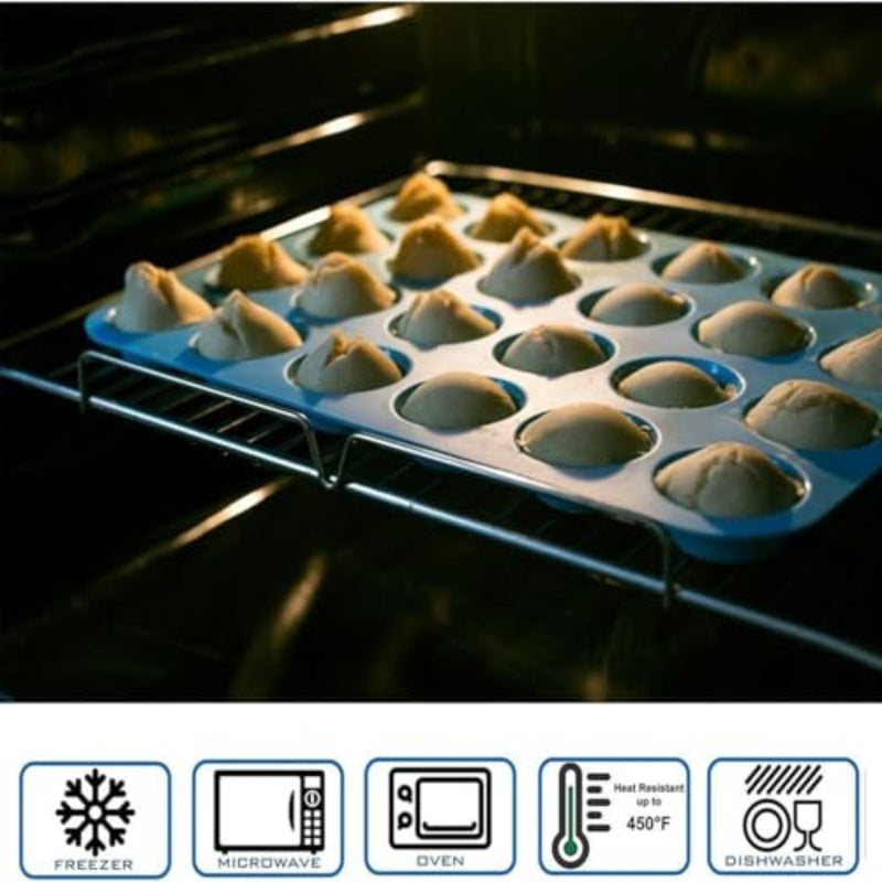 Silicone Muffin Pan: 24-Cup Food Grade BPA-Free Silicone - Non-Stick Flexible Design Temperature Resistant -40℃ To 260℃ Cupcake Baking Pan For Home Baking DIY Creations - Image 3