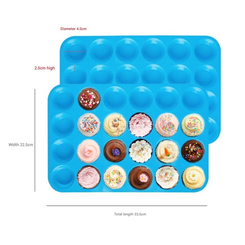 Silicone Muffin Pan: 24-Cup Food Grade BPA-Free Silicone - Non-Stick Flexible Design Temperature Resistant -40℃ To 260℃ Cupcake Baking Pan For Home Baking DIY Creations - Image 5