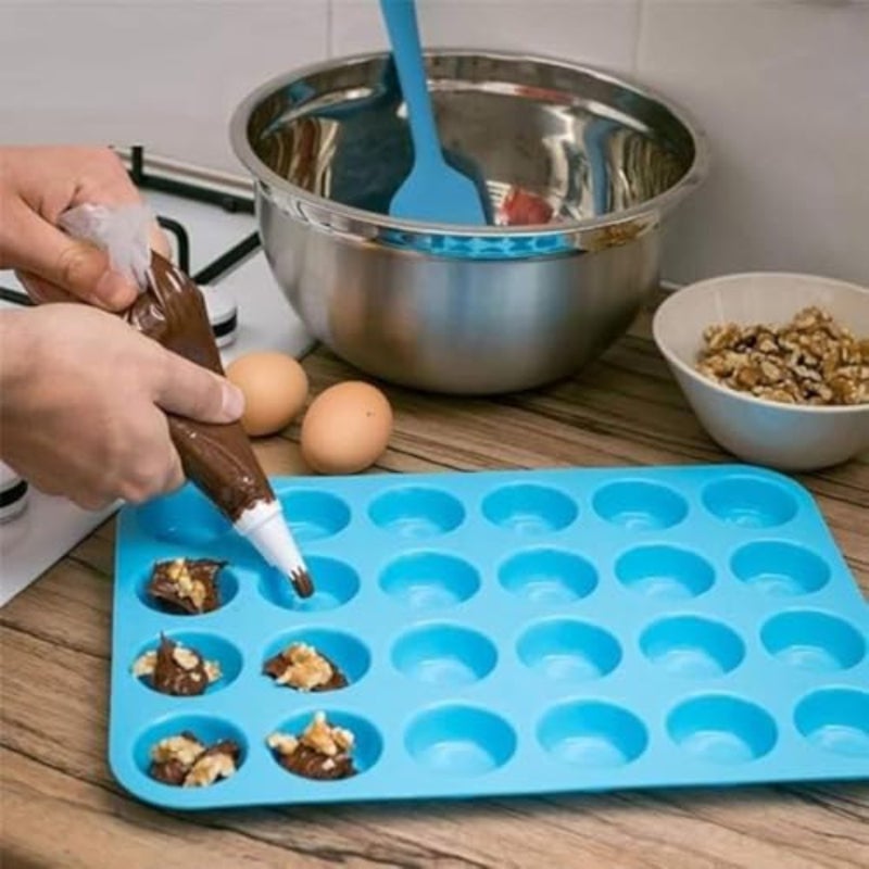 Silicone Muffin Pan: 24-Cup Food Grade BPA-Free Silicone - Non-Stick Flexible Design Temperature Resistant -40℃ To 260℃ Cupcake Baking Pan For Home Baking DIY Creations - Image 4