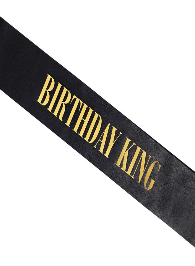 Anderson's Black Birthday King Sash with Gold Foil & Silver Crown - Royal Men's Accessory for Prom, Halloween, or Birthday, Medieval Prince Diadem, Regal Costume Gift for King-Themed Events - Image 4