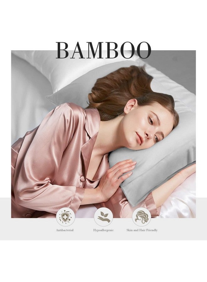 Mush Bamboo Pillow Cover Set of 2 | 100% Bamboo Pillow Cover for Hair and Skin | Breathable, Silky Soft and Cooling Envelope Pillowcases for Hot Sleepers & Night Sweats | 17"x27" (Light Grey, King) - Image 3