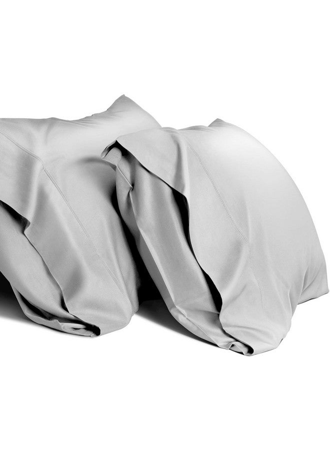 Mush Bamboo Pillow Cover Set of 2 | 100% Bamboo Pillow Cover for Hair and Skin | Breathable, Silky Soft and Cooling Envelope Pillowcases for Hot Sleepers & Night Sweats | 17"x27" (Light Grey, King) - Image 1