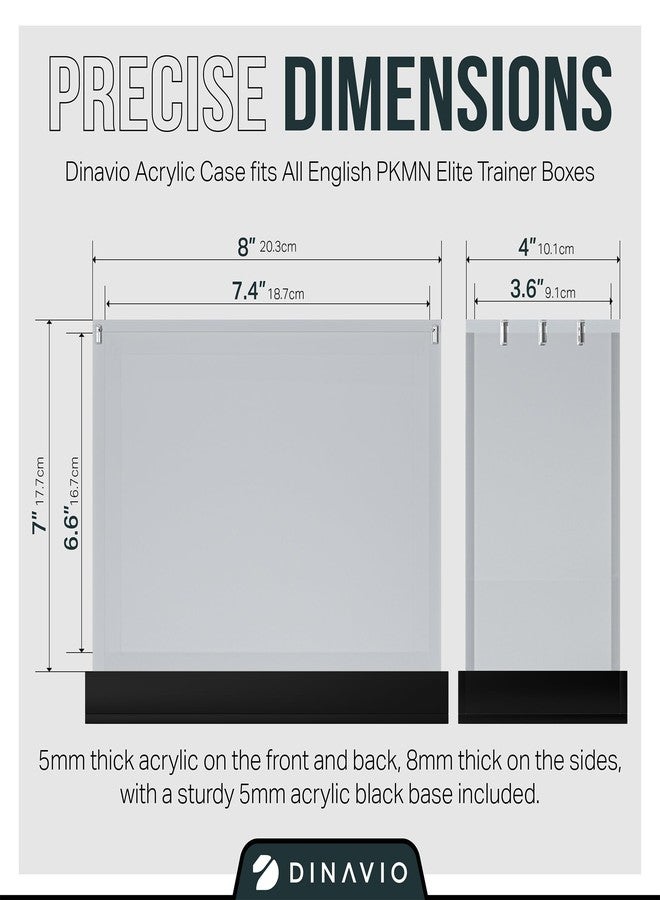 Dinavio Crafthouse Elite Trainer Box Acrylic Case - ETB Protector Case - Elite Trainer Box Protector - 8mm + 5mm Acrylic 5x3mm Magnets - Compatible with PKMN ETB Boxes (Black Base) - Image 3