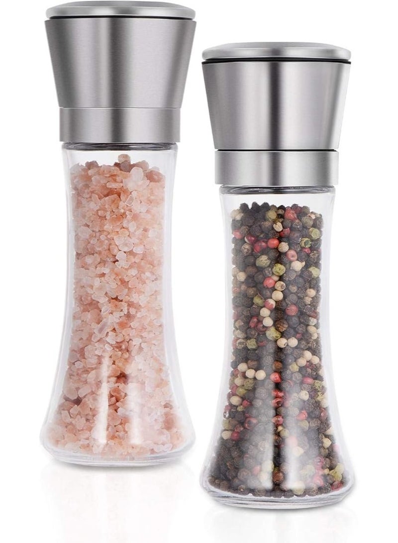 PPS TRADING Premium Salt and Pepper Grinder Set of 2,Stainless Steel Black Salt and Pepper Mill with Adjustable Coarseness Salt Shaker Set Spice Grinder Black Pepper Grinder Refillable Home Kitchen - Image 1
