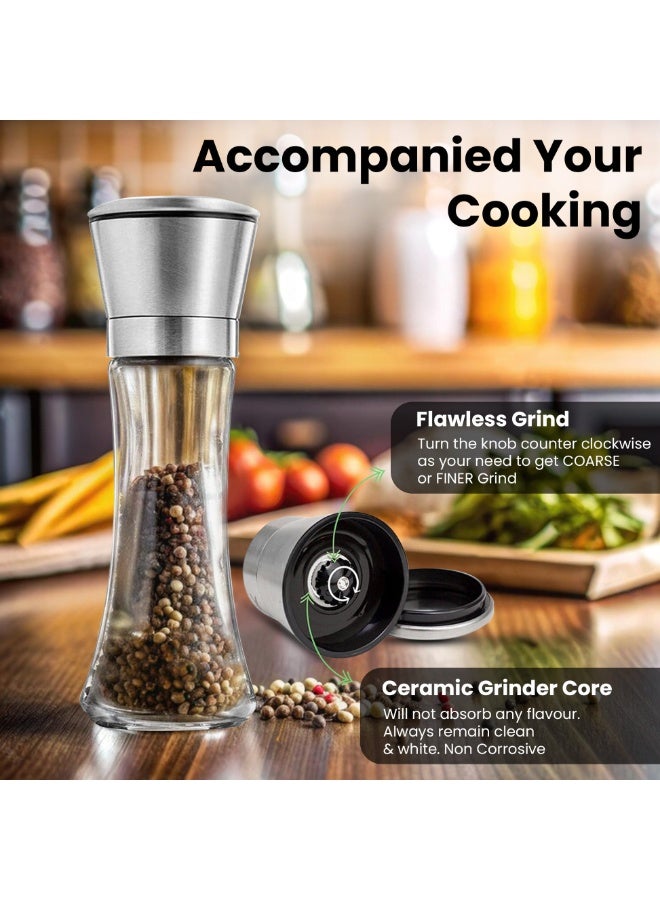 PPS TRADING Premium Salt and Pepper Grinder Set of 2,Stainless Steel Black Salt and Pepper Mill with Adjustable Coarseness Salt Shaker Set Spice Grinder Black Pepper Grinder Refillable Home Kitchen - Image 3