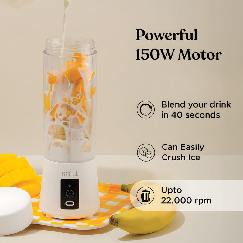 Salt PureBlend Classic Portable Blender for Smoothies, Protein Shakes, Crushing Ice | 2000 mAh Battery, USB-C Port | 150W Motor | 400ml (White) - Image 2