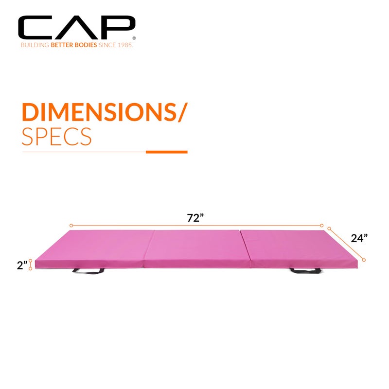 CAP Barbell Folding Exercise Mat â€“ Durable, Anti-Tear, Thick Padding for Fitness, Aerobics, Gymnastics & Home Workouts. 72"L x 24"W x 2"Thick. PINK - Image 4