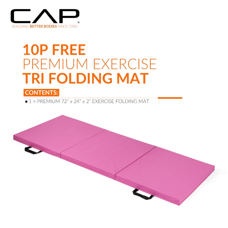 CAP Barbell Folding Exercise Mat â€“ Durable, Anti-Tear, Thick Padding for Fitness, Aerobics, Gymnastics & Home Workouts. 72"L x 24"W x 2"Thick. PINK - Image 2