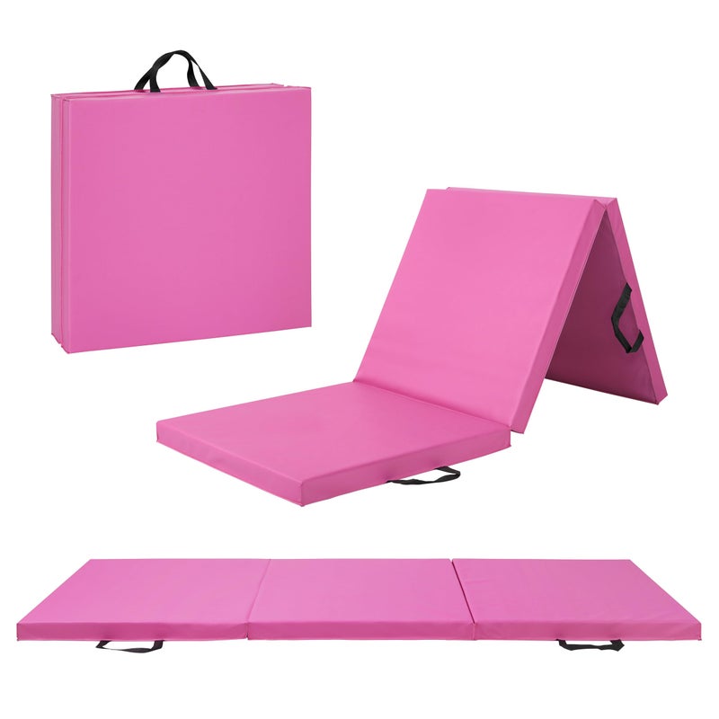 CAP Barbell Folding Exercise Mat â€“ Durable, Anti-Tear, Thick Padding for Fitness, Aerobics, Gymnastics & Home Workouts. 72"L x 24"W x 2"Thick. PINK - Image 1