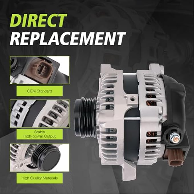 Kinwrdsn Alternator Compatible with Toyota 2010 2011 Camry 2.5L11516 104210-2650 27060-0V060-84 27060-0V06012V 100A 4-Groove Pulley - Image 5