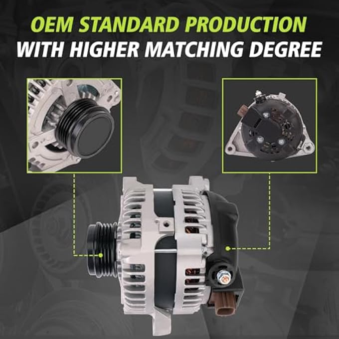 Kinwrdsn Alternator Compatible with Toyota 2010 2011 Camry 2.5L11516 104210-2650 27060-0V060-84 27060-0V06012V 100A 4-Groove Pulley - Image 4