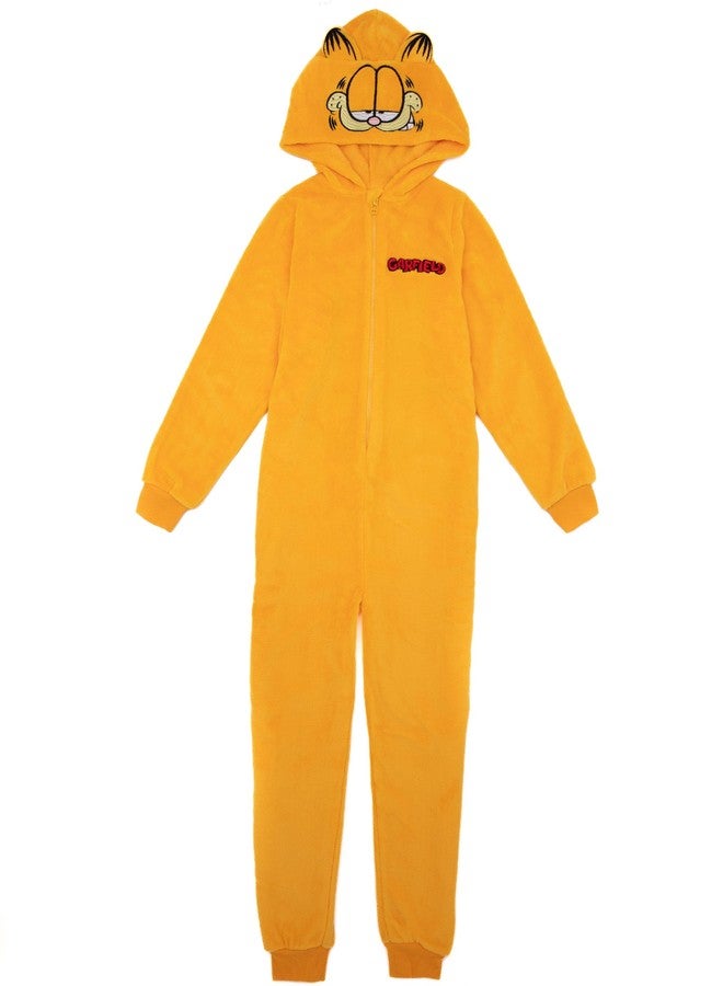 Garfield Kids Onesie | Orange Novelty Cat All in One Loungewear Outfit For Boys & Girls | Character Sleepwear Bodysuit with 3D Ears - Image 1