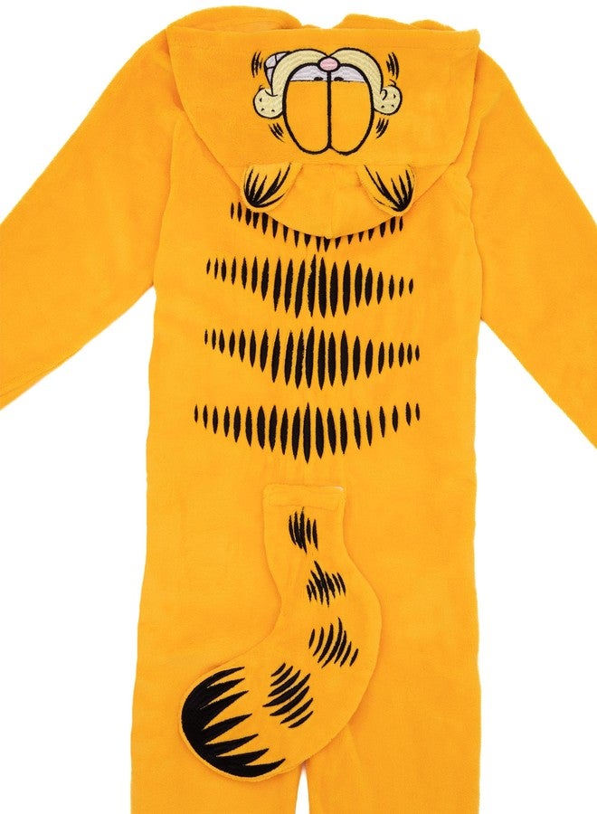 Garfield Kids Onesie | Orange Novelty Cat All in One Loungewear Outfit For Boys & Girls | Character Sleepwear Bodysuit with 3D Ears - Image 4