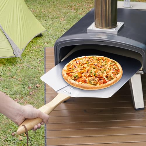 Skyflame Kitchen Supply Aluminum Pizza Peel with Wooden Handle 12 Inch x 14 Inch, Pizza Paddle for Baking Homemade Pizza Bread - Image 5
