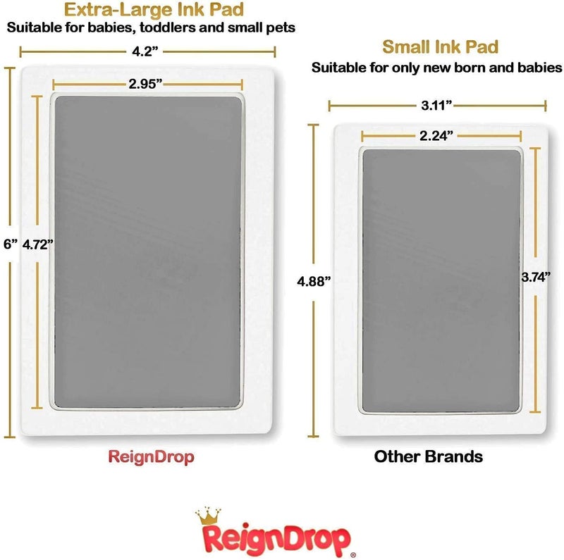 ReignDrop Inkless Large Clean Touch Ink Pad Kit for Baby Footprint, Handprint & Pet Paw Print - No Ink Mess, Baby Safe, One Time Use, Includes 2 Cardstocks (Clean-Touch - Silver) - Image 2
