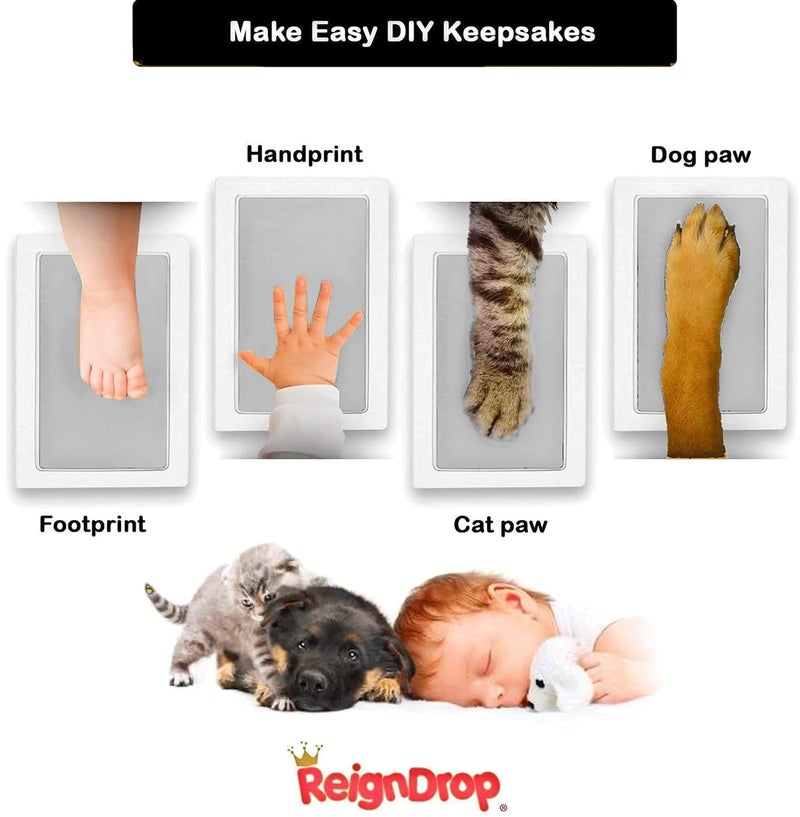 ReignDrop Inkless Large Clean Touch Ink Pad Kit for Baby Footprint, Handprint & Pet Paw Print - No Ink Mess, Baby Safe, One Time Use, Includes 2 Cardstocks (Clean-Touch - Silver) - Image 3