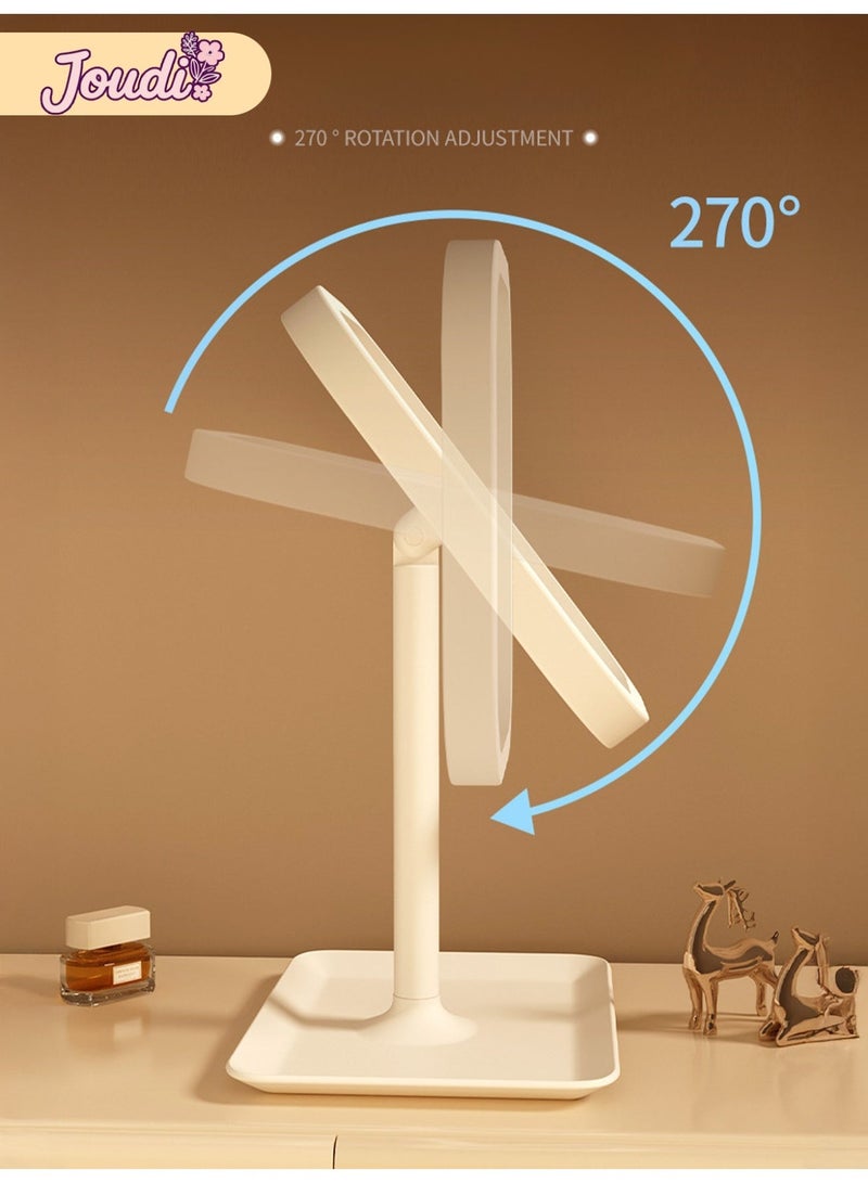 جودي مرآة مكياج مع أضواء LED بثلاثة أوضاع ألوان، مرآة مكياج مضاءة على سطح الطاولة مع تحكم ذكي باللمس، تكبير 5 مرات مع صينية تخزين (أبيض) - Image 4