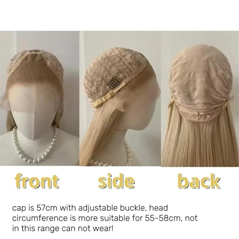 Hair Replacement Platinum Highlight Wig 13x4 Lace Front Wigs Synthetic High Temperature Fibers Soft Glueless(22inches) - Image 2