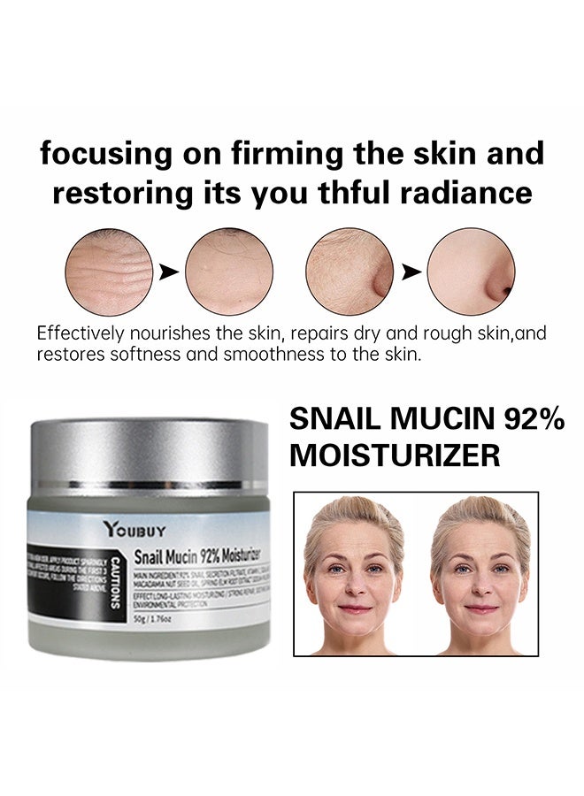 Youbuy كريم مرطب للوجه بنسبة 92٪ من مخاط الحلزون، للترطيب، شد البشرة، وعلاج ترهل الجلد 50 جم - Image 4