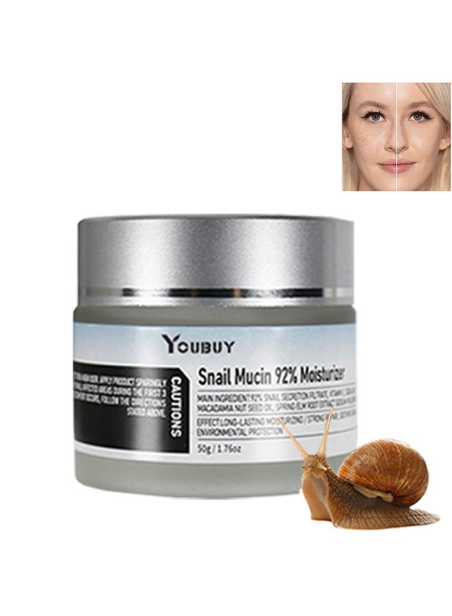 Youbuy كريم مرطب للوجه بنسبة 92٪ من مخاط الحلزون، للترطيب، شد البشرة، وعلاج ترهل الجلد 50 جم - Image 1