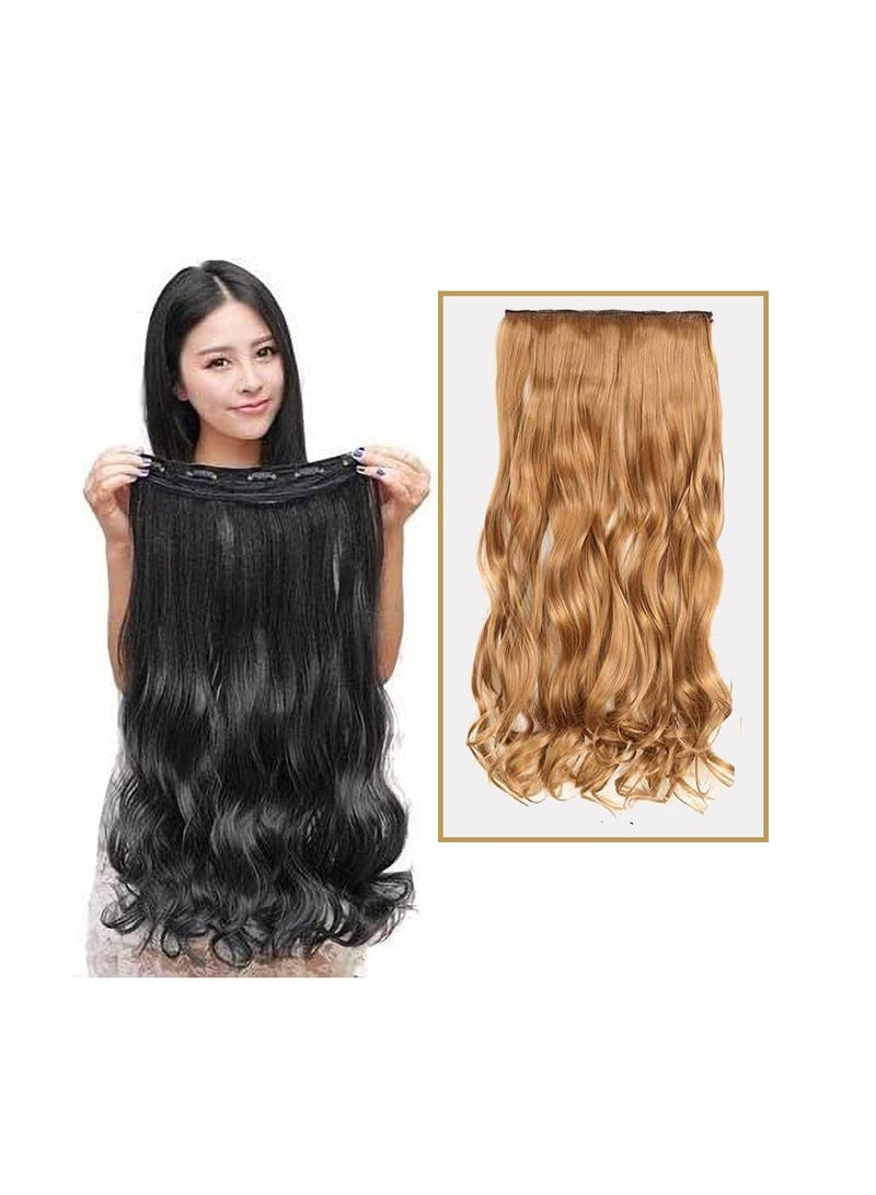 Estelle Eestelle full head one-piece long straight and Body Wave hair extension, with 5 clips, suitable for women and girls (#22, Body Wave) - Image 1