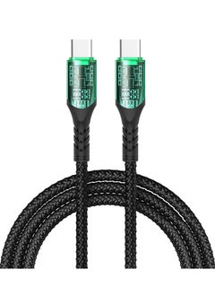 DOIT 3A Nylon Braided Charging Data Cable [Type C to C], Fast Data Transmission Sync & Charging Speed upto 480mbps, Universal Compatibility
 | See Through Design With Intelligent Display Lamp [150 cm]  - Image 1