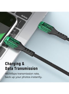 DOIT 3A Nylon Braided Charging Data Cable [Type C to C], Fast Data Transmission Sync & Charging Speed upto 480mbps, Universal Compatibility
 | See Through Design With Intelligent Display Lamp [150 cm]  - Image 2