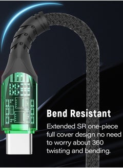 DOIT 3A Nylon Braided Charging Data Cable [Type C to C], Fast Data Transmission Sync & Charging Speed upto 480mbps, Universal Compatibility
 | See Through Design With Intelligent Display Lamp [150 cm]  - Image 4