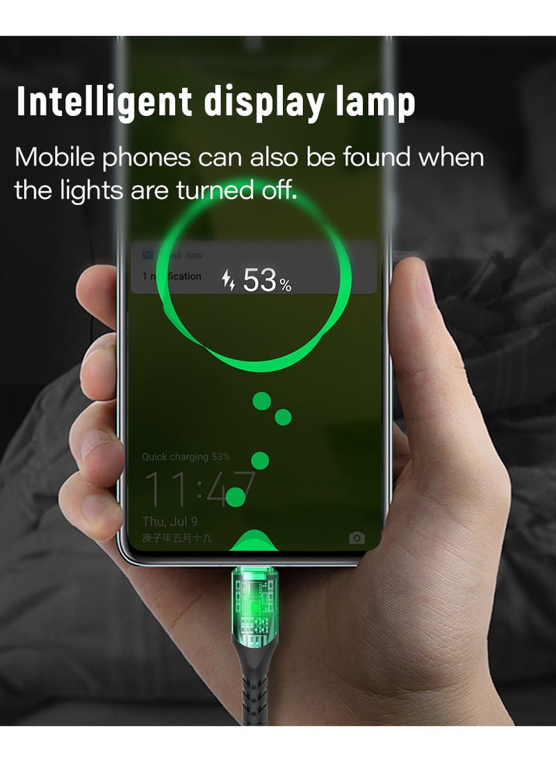 DOIT - 3A Nylon Braided Charging Data Cable [Type C to C], Fast Data Transmission Sync & Charging Speed upto 480mbps, Universal Compatibility
 | See Through Design With Intelligent Display Lamp [150 cm] - Image 1