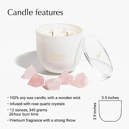 Hidden Label Rose Quartz Candle with Crystals Inside, 12oz Crystal-Infused Aromatherapy | Dual Crackling Wood Wicks | Unique Meditation Spiritual Gifts for Women - Image 3
