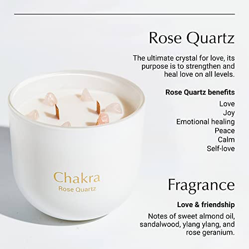 Hidden Label Rose Quartz Candle with Crystals Inside, 12oz Crystal-Infused Aromatherapy | Dual Crackling Wood Wicks | Unique Meditation Spiritual Gifts for Women - Image 4