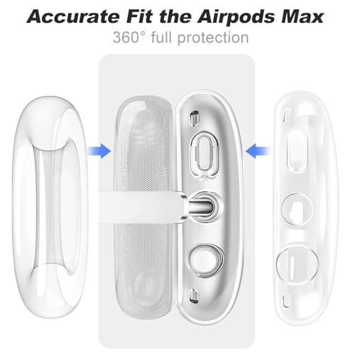 MOLOPPO Case Cover for AirPods Max Headphones, Clear Purple Soft TPU Skin Anti-Scratch, Transparent Accessories Ultra Protective Cover for Apple for AirPods (2024/2020),Clear 2 Set - Image 3